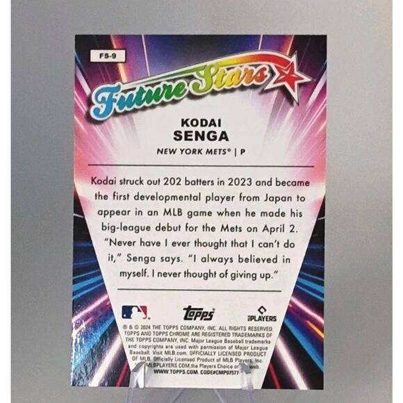 2024 Topps Chrome - Future Stars Kodai Senga #FS-9 REFRACTOR - Picture 5 of 7